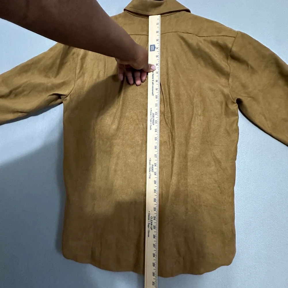 Banana Republic Mens Vegan Suede Button Down Shirt Camel Brown Medium NWT
